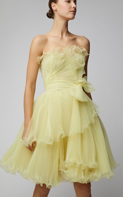 Organza Mini Dress, Strapless Bustier, Organza Dress, فستان سهرة, Dressy Dresses, Glam Dresses, Wedding Guests, Yellow Fashion, Dresses To Wear To A Wedding