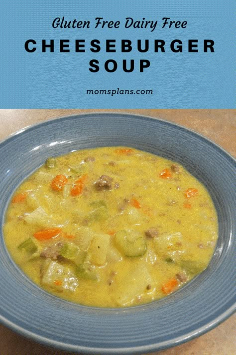 Gluten Free Cheeseburger, Dairy Free Gluten Free Recipes, Best Cheeseburger Recipe, Gluten Free Hamburger, Gluten Free Instant Pot, Dairy Free Recipes Dessert, Cheese Burger Soup Recipes, Homemade Chicken Stock, Cheeseburger Soup