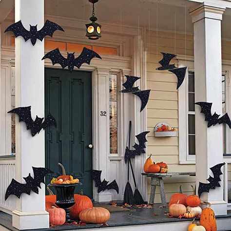 AmazonSmile: Pawliss Halloween Decorations, 10 Pcs Hanging Bats and Wall Decals Window Stickers, Bat Halloween Yard Decorations Outdoor Party Decor: Gateway Entrada Halloween, Porta Halloween, Hanging Bats, Halloween Yard Signs, Dekorasi Halloween, Bat Decorations, Halloween Bat Decorations, Halloween Outside, Halloween Decor Diy