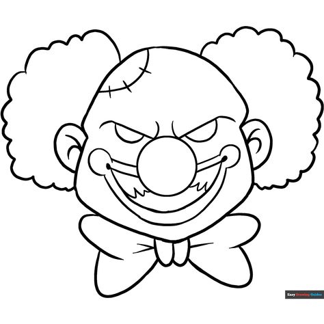 Free Scary Clown Coloring Page for Kids Clown Coloring Pages, Scary Halloween Coloring Pages, Scary Coloring Pages, Scary Clown Mask, Halloween Coloring Pages For Kids, Scary Scarecrow, Jack Skellington Faces, Halloween Coloring Sheets, People Coloring Pages