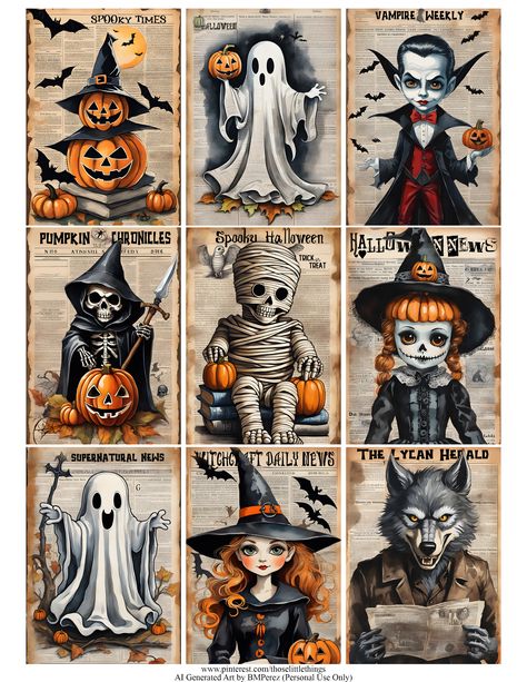 Vintage Halloween Graphics, Atc Cards Ideas Free Printable, Ghost Printable Free, Halloween Scrapbook Ideas, Vintage Halloween Printables Free, Things To Print Out, Free Halloween Printables Vintage, Printable Halloween Images, Vintage Halloween Decorations Diy