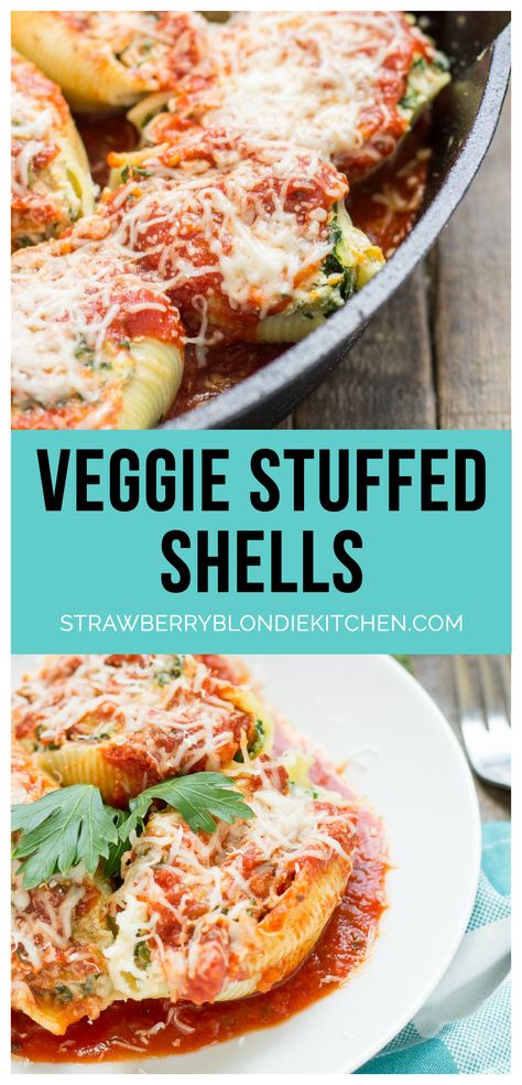 Veggie Stuffed Shells, Strawberry Blondie, Shells Stuffed, Chicken Stuffed Shells, Shell Pasta Recipes, Spinach Stuffed Shells, Stuffed Shells Ricotta, Pasta With Meat Sauce, Shells Recipe