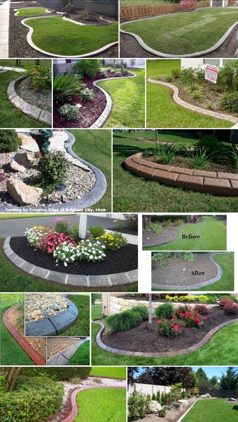 Landscape curbing Taman Diy, Landscape Curbing, Front Garden Landscape, Desain Lanskap, Landscaping With Large Rocks, Flower Garden Design, Front Yard Landscaping Simple, Rock Garden Landscaping, Have Inspiration