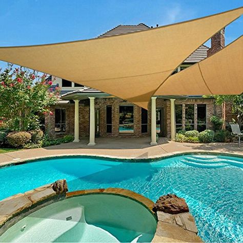 E.share 20' X 20' X 20' Sun Shade Sail Uv Top Outdoor Canopy Patio Lawn Triangle Beige Tan Desert Sand Triangle Sun Shade, Pool Shade, Sail Canopies, Sun Shade Sail, Outdoor Canopy, Diy Shades, Sun Sail Shade, Patio Shade, Shade Canopy