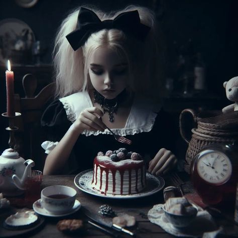 My dear friend @blue_issues81 created a challenge. #darkalicegothwonderland Everyone loves the classic story of Alice in Wonderland , but let's reimagine it with some dark and gothic twists. Thank you so much for inviting me ❤️ I would like to invite: @celestialcreatures.ai @babyloniablu @bysoncreations @echoofinspiration @farbwende @darkgothicdreams @l4ssysaiart @fantasy.world.21 @fantasy_and_more_ai @beyond_reality.ai And of course everyone who wants to participate ❤️ volunt... Dark Alice In Wonderland Aesthetic, Alice In Wonderland Creepy, Goth Alice In Wonderland, Alice In Wonderland Dark, Dark Wonderland, Dark Alice In Wonderland, Goth Core, Alice In Wonderland Aesthetic, Hair Kids