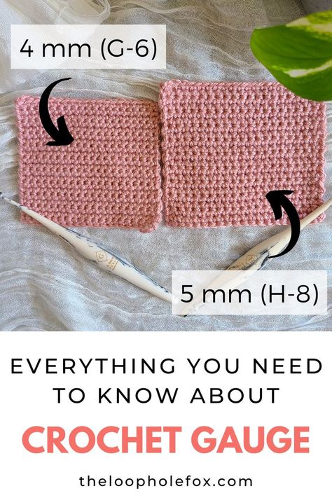 Crochet Gauge Chart, How To Make A Crochet Pattern Bigger, Crochet Swatches, Large Crochet Hooks, Crochet Gauge, Crochet Size, Crochet Tips, Beginner Crochet, Your Crochet