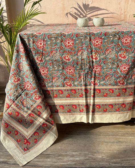 "Dinner vibes, but make it stylish! ✨ Block print cotton tablecloths that bring tradition and trend together. https://srjliving.etsy.com @srjliving #DiningRoomDecor #TrendingNow" #tablecloth #dinningroomdecor #gift #cotton #blockprint #handmade #homedecor #etsy #etsyshop #etsyseller #etsyfinds #etsysellersofinstagram #etsysellersofinstagram #etsyhandmade #etsystore #worldwide #worldwideshipping #giftideas #wholesale Rectangle Kitchen Table, Farmhouse Tablecloths, Nice Background, Handmade Tablecloth, Floral Block Print, Outdoor Gifts, Indian Prints, Indian Block Print, Border Pattern