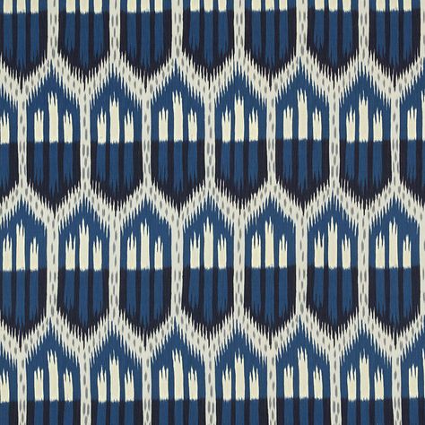 Graphic and sensual, this midsize tribal pattern is highly versatile. A cotton sateen weave makes this fabric dressier than typical ikats and suitable for upholstery and curtains. #Graphic #Sensual #Tribal #Cotton #Weave #Ikat #Curtains #Upholstery #Blue Schumacher Pillows, Italy Country, Ikat Pillow Covers, Schumacher Fabric, Indigo Fabric, Ikat Pillows, Ikat Fabric, How To Make Pillows, Home Decor Fabric