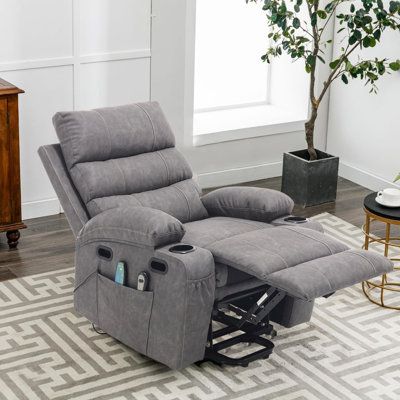 Features: ✔All-electric extra wide recliner chair✔Made of high-density foam sponge and high-quality cozy fabric✔Reclining chair makes people feel cozy when they lie on it to have a rest✔Our Power Lift Electric Recliner suitable for living rooms, bedrooms, theater room, study room, office. | Latitude Run® Large Size Electric Power Lift Recliner Chair Sofa, 8 Point Vibration Massage Sofa, Remote Control (Gray) Gray | C110383041 | Wayfair Canada Faux Leather Chair, Lift Recliners, Reclining Chair, Zero Gravity Chair, Gravity Chair, Electric Recliners, Theater Room, Salon Chairs, Cozy Fabric