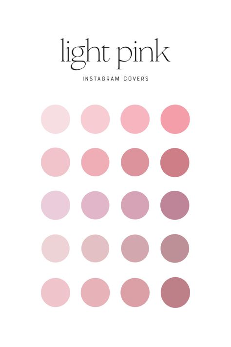 Solid Color Highlight Covers Instagram, Blush Instagram Highlight Covers, Instagram Story Color Palette, Shades Of Pink Insta Highlights, Pink Highlights Cover Instagram, Pink Color Palette Aesthetic, Instagram Cute Highlight Covers, Soft Pink Pallette, Pink Pallette Aesthetic