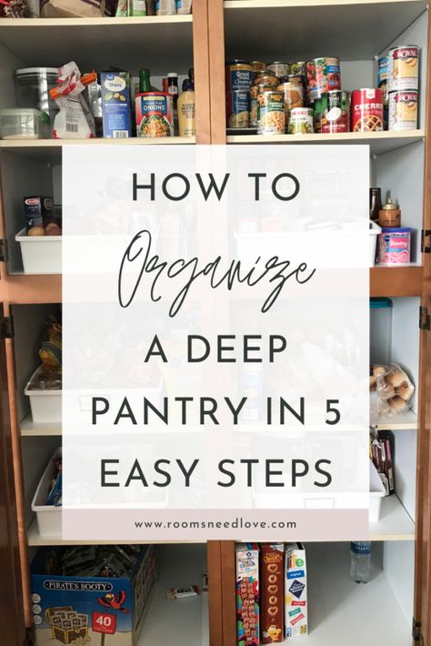 Organize A Deep Pantry, Deep Pantry Organization, Narrow Pantry, Deep Pantry, Kitchen Cupboard Organization, Small Pantry Organization, Pantry Drawers, Organized Pantry, Pantry Organisation