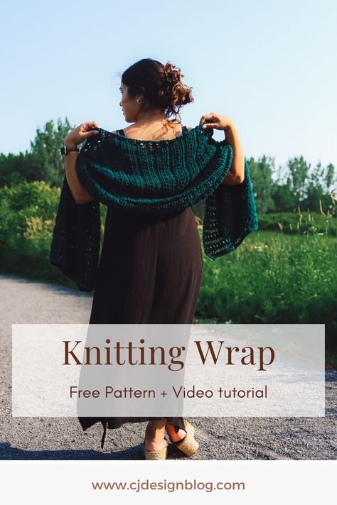 Evening Glow Wrap: A Free Knitting Pattern And Video Tutorial! - CJ Design Blog Cj Design, Knit Wrap Pattern, Knitting Summer, Cast On Knitting, Crochet Lace Shawl, Chunky Crochet Blanket, Summer Wraps, Halloween Crochet Patterns, Shawl Knitting Patterns