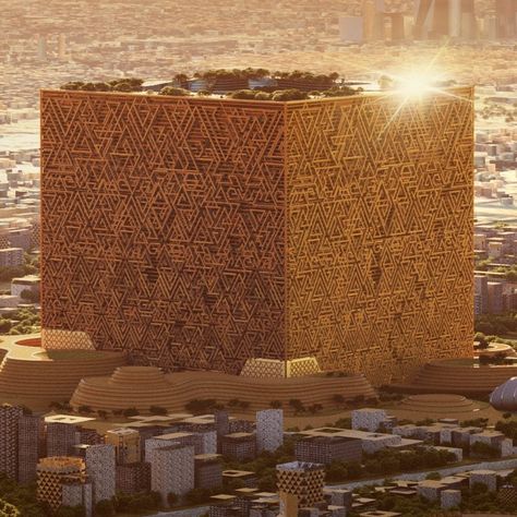 Saudi Arabia unveils giant cube-shaped supertall skyscraper in Riyadh Riyadh Saudi Arabia, Big Building, Inner City, City Buildings, Riyadh, Brick House, Places Around The World, Empire State, Saudi Arabia