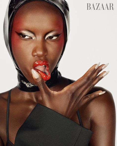 Anok Yai Editorial, Glam Editorial Makeup, Fashion Magazine Makeup, Editorial Fashion Aesthetic, Anok Yai Photoshoot, Black Woman Editorial, Avant Garde Makeup Creative, Spicy Martini, Vogue Beauty Editorial