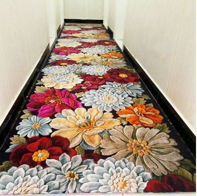 Foyer Rugs, Long Hallway Runner, Carpet Hallway, Modern Pattern Design, 3d Living Room, Cheap Carpet, Flower Rug, Hallway Carpet, Table Rug