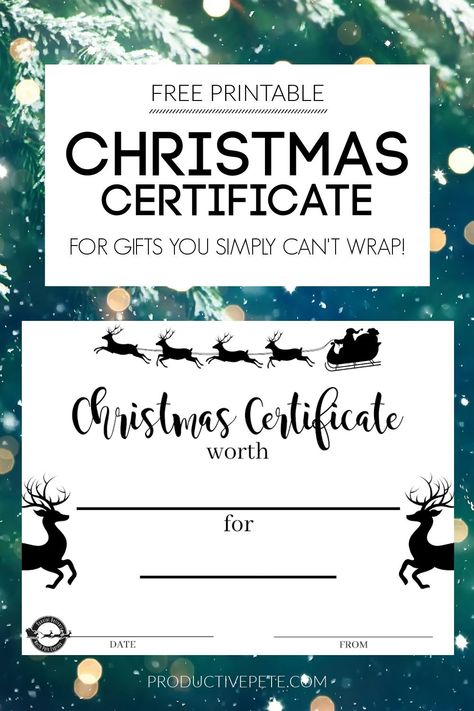 Use this free printable Christmas Certificate template pdf to give unique gifts this Holiday season. It's a blank gift certificate with spots for you to fill in your own personalized gifts. It works great for giving experience gifts to kids or for gifting adults fun gifts that don't have a physical aspect; like date-nights or free babysitting! #christmas #certificate #gifts #christmasgifts #printable Blank Gift Certificate, Free Printable Gift Certificates, Christmas Vouchers, Christmas Gift Certificate Template, Christmas Gift Vouchers, Christmas Gift Certificate, Gift Voucher Design, Free Gift Certificate Template, Christmas Coupons