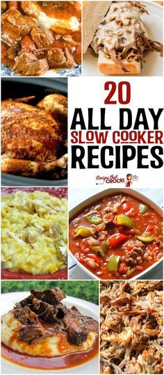 20 ALL DAY Slow Cooker Recipes All Day Slow Cooker Recipes, Crock Pot Food, Crock Pot Freezer, Cooked Meal, Crock Pot Recipes, Crockpot Dishes, Smoker Recipes, Crock Pot Slow Cooker, Slow Cookers