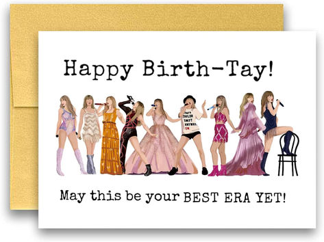 Funny Birthday Card Styles- Singer Era Birthtay Foldable Style - Great Sweet Birthday Gifts for Women Girls Her Him Men for Fans - Includes 5x7 Birthday Card with Envelope Taylor Swift Birthday Card Ideas, Taylor Swift Birthday Cards, Sweet Birthday Gifts, Taylor Swift Card, Taylor Swift Birthday Card, Taylor Swift Images, Cool Birthday Cards, Taylor Swift Birthday, Sweet Birthday