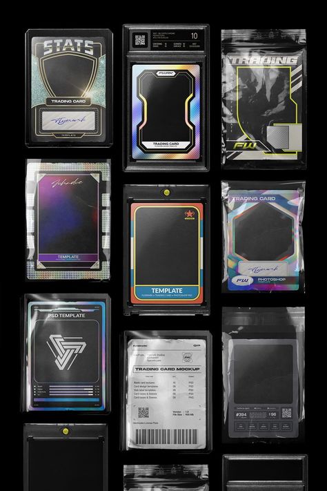 Collectable Cards Design, Pokemon Trading Card Template, Trading Card Design Ideas, Collectible Cards Design, Cyberpunk Card Design, Trading Cards Design Ideas, Nft Card Design, Trading Card Game Design, Sports Card Design