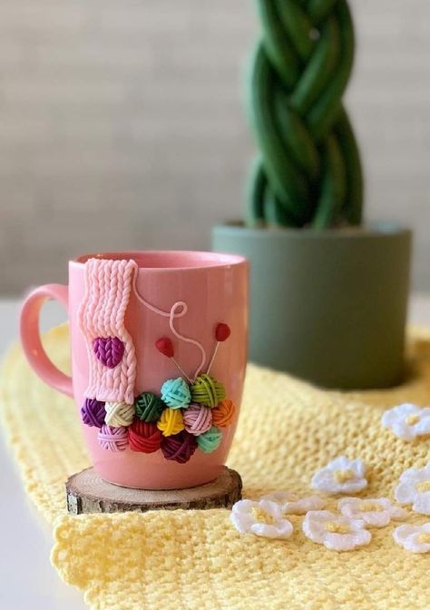 Polymer Mug, Polymer Clay Mugs, Polymer Clay Cup, Cercei Din Lut Polimeric, Polymer Clay Mug, Polymer Clay Embroidery, Polymer Clay Gifts, Mug Crafts, ดินปั้น Polymer Clay