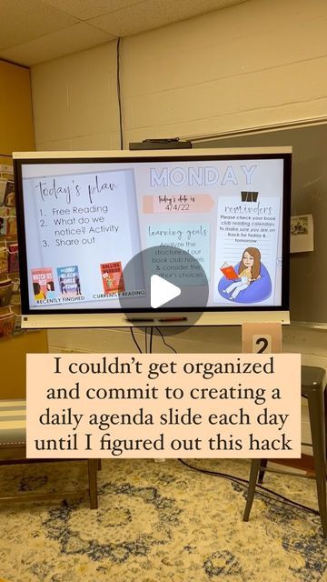 Abby Gross | English Teacher on Instagram: "I tried creating daily agenda slides for a LONG time before I finally committed to them. I would always forget to create them, display them, post them, etc. It wasn’t until I found a way to SIMPLIFY my daily agenda system that I stuck with it and created a habit. 

Here’s my trick: I create ONE slideshow for the ENTIRE year. Yep, you read that right. So all I have to do is post it ONCE on Google Classroom (I pin it to the top). Then, every day, I can add my new daily agenda, and it’s automatically updated in Google Classroom. I save the slideshow as a bookmark so it’s always easy to find. 

Believe it or not, I never forget to update the agenda slides. This system is type-b teacher proof. 🤪

Comment “agenda template” to check out all of my Googl Daily Commitments Classroom, Classroom Agenda Board, Classroom Agenda, Agenda Board, Daily Agenda Slides, Teacher Problems, Daily Agenda, Agenda Template, Learning Goals