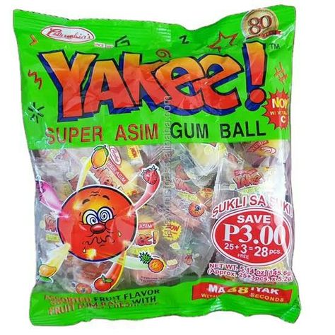 Yakee! Super Asim Gum Ball ₱3 I pc Pinoy childhood candy Filipino Candy, Childhood Candy, Sour Candies, Sticker Design Inspiration, Funny Words To Say, Sleepover Food, Old Advertisements, Funny Words, Fruit Flavored