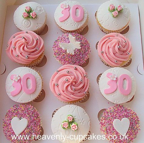 Pretty & Pink 30th Birthday Cupcakes | Heavenly Cupcakes | Flickr Pretty Cupcakes Designs, 30th Birthday Cookies, Pink 30th Birthday, 30th Birthday Cake For Women, Birthday Present Cake, Birthday Cupcakes For Women, 30th Birthday Cupcakes, 40th Birthday Cupcakes, Birthday Cake For Women Simple