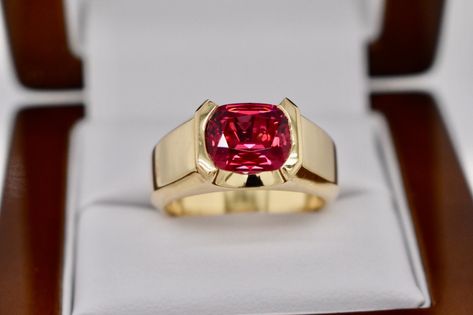 Ruby Ring Gold Men, Red Stone Gold Ring For Men, Oval Stone Ring Design For Men, Red Stone Ring For Men, Mens Stone Rings Unique, Mens Ruby Ring Gold, Mens Gem Ring, Ruby Ring For Men In Gold, Gold Ring With Stone For Man