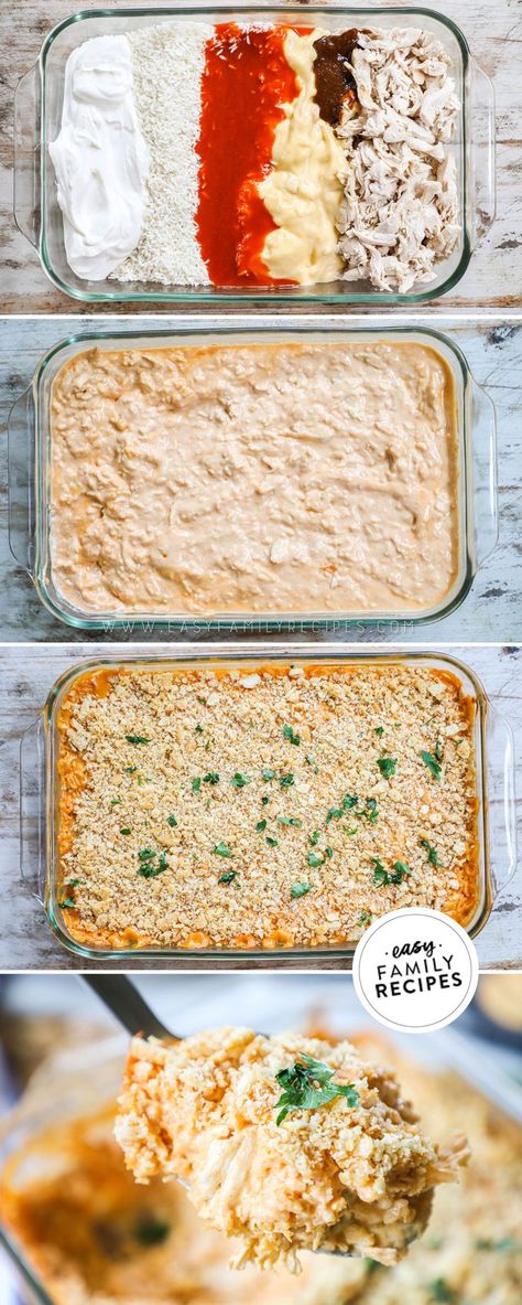 #ad Make this easy dinner for a WOW! Buffalo Chicken Rice Casserole is super creamy, with hearty shredded chicken, @ZoupGoodReallyGood Culinary Concentrate™ Chicken Bone Broth - tender rice, tangy buffalo sauce, and a buttery cracker topping. You can't beat this easy casserole recipe for a meal the whole family will love. When you need a fast dinner idea, this casserole is a winner because it’s easy to make, delicious, and filling. Buffalo Casserole Recipes, Creamy Buffalo Chicken Casserole, Buffalo Chicken And Rice Casserole, Shredded Chicken Dinner Ideas, Buffalo Chicken And Rice, Buffalo Rice, Easy Delicious Chicken Recipes, Buffalo Chicken Rice, Chicken Rice Casserole Recipes