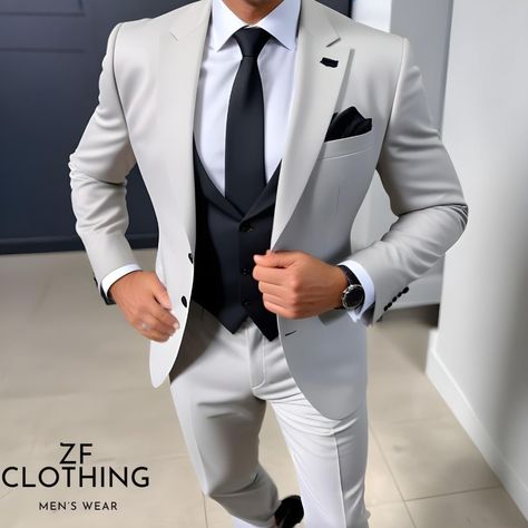 Pant Coat For Men, Black 3 Piece Suit, Grey Wedding Suit, Party Wear Suits, Grey Suit Wedding, Classy Suits, Mode Costume, Formal Fashion, Dress Suits For Men