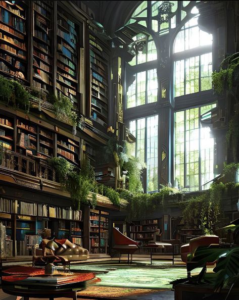 Grand Library Aesthetic, Big Library Aesthetic, Huge Library Aesthetic, Fantasy Library Aesthetic, Big Libraries, Great Library Fantasy Art, Greenhouse Library, Massive Library Fantasy Art, Forest Library