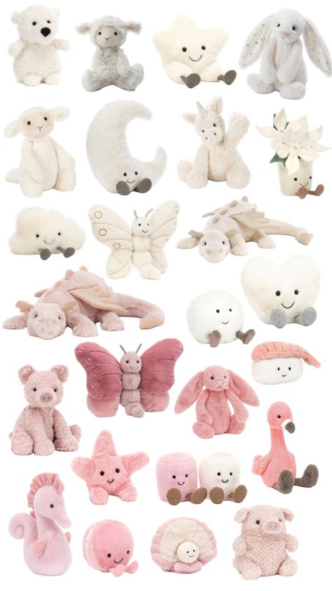 #jellycat #pink #white Jelly Cat, Jellycat Stuffed Animals, Stuff Animals, Cute Squishies, Aesthetic Coquette, Pink Girly Things, Birthday Wishlist, Cute Stuffed Animals, Kawaii Drawings