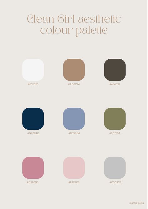 Cloths Color Palette, Color Palette Clothing Brand, Clean Branding Aesthetic, Clean Girl Aesthetic 2024, Old Money Aesthetic Colour Palette, Silver Complimentary Colors, Colour Palette Inspiration Fashion, Clean Girl Aesthetic Fashion, Dressing Better Aesthetic