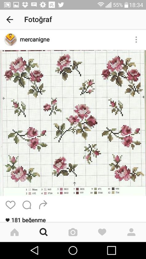 Embroidery Patterns Vintage Flowers, Vintage Cross Stitch Patterns Flowers, Flower Cross Stitch Pattern, Rose Cross Stitch Pattern, Flower Cross Stitch, Floral Cross Stitch Pattern, Flower Cross, Embroidery Vintage, Pola Kristik