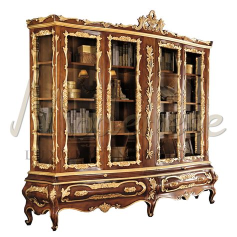 Luxurious Baroque Bookcase | Premium Office Furniture Glasses Table Setting, Presidential Office, Luxury Bookcase, Bookcase Lighting, Dressing Table Vanity, Poufs & Ottomans, Tv Stand And Coffee Table, Wooden Bookcase, Wood Detail