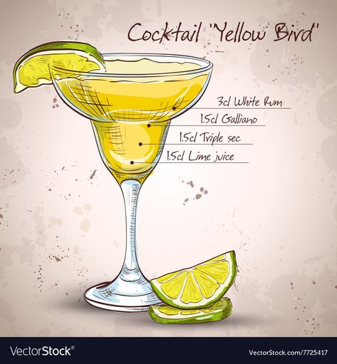 Cocktails Vector, Martini Bar, Rum Drinks, Classic Cocktail, Triple Sec, Yellow Bird, Classic Cocktails, Lime Juice, High Res