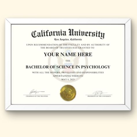 University Diploma Bachelor Degree Certificate with Gold Seal Real Looking Diploma Graduation Certificate Novelty Item High School Diploma University Certificate, College Diploma, University Diploma, Bachelors Degree, High School Diploma, Bachelor Of Science, Student Achievement, Certificate Design, University Of California