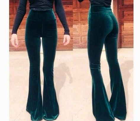 cd0dce8fca267bf1fb86cf43e18d5598desc53109901ri Velvet Bell Bottoms, Festival Mode, Velvet Flares, Women Fashion Edgy, High Waist Fashion, Stretchy Pants, Velvet Pants, Plus Size Pants, Flare Trousers