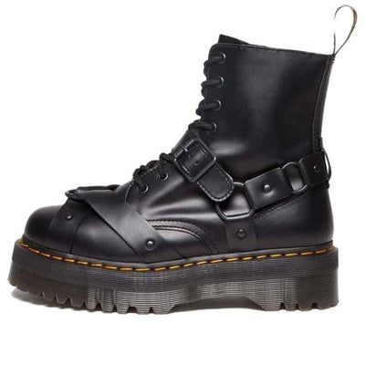 Dr. Martens Jadon Harness Leather Platform Boots 'Black' 30812001 Mens Platform Boots, Platform Boots Men, Goth Platform Shoes, Male Boots, Grunge Shoes, Doc Marten Boot, Dr Martens Jadon, Leather Platform Boots, Combat Boots Men