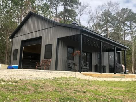 Garage Adu, Extra Garage, Pole Barn Shop, Shop With Living Quarters, Metal Storage Buildings, Building Garage, Pole Barn Ideas, Metal Garage Buildings, Metal Shop Building