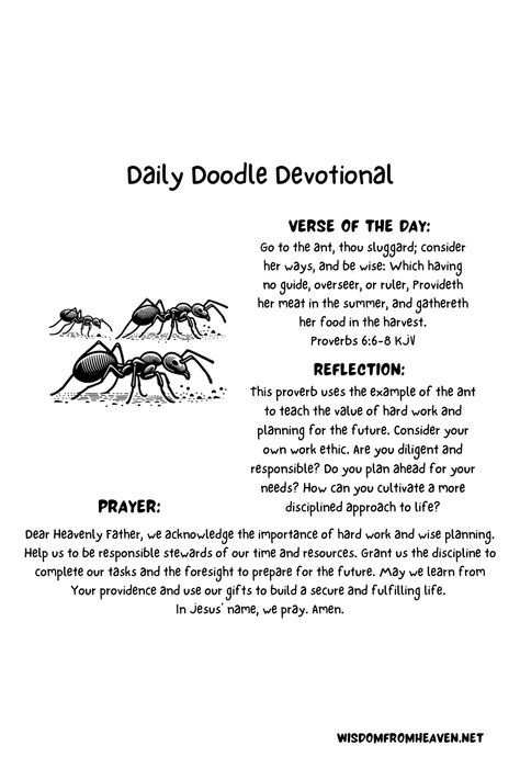 Daily Doodle Devotional - Proverbs 6:6-8 - Read - Reflect - Pray Daily Bible Devotions, Proverbs 6, Daily Doodle, Book Of Proverbs, Bible Motivation, Bible Study Journal, Bible Notes, Bible Devotions, Daughters Of The King