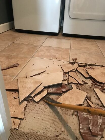 Removing Floor Tiles, Wood Look Tile Floor, Tile Floor Diy, Cement Tile Floor, Tile Removal, Cleaning Painted Walls, Luxury Vinyl Tile Flooring, Inspired Interiors, Diy Tile