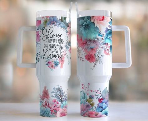 She is mom vibrant Floral 40oz Quencher Tumbler Wrap/  PNG Tumbler Design Sublimation Designs Downloads - PNG/ seamless design 40oz Sublimation Tumbler Ideas, Sublimation Tumbler Ideas, Boho Tumbler, Tumblers Designs, Glitter Photo, Image Editing Software, Motif Design, Tumbler Wrap Png, Tumbler Design