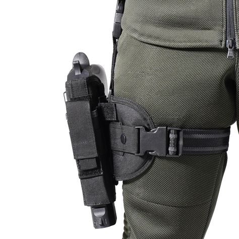 1. Made of 1000D nylon. Wearproof and Waterproof. 2. The elastic tactical holster with maximum leg circumference 17-33 inches /43-83cm 3. WIDE APPLICATIONS : Our thigh gun holster is suitable for medium and large pistols. 4. WIDELY USED : The leg gun holster is very suitable for ​shooting, training, hunting, airsoft, paintball, military, law enforcement. 5. QUICK RELEASE : Allow superior flexibility, quick mounting and dismounting. Drop Leg Holster, Leg Holster, Tactical Holster, Thigh Bag, Thigh Holster, Military Belt, Tactical Gear Loadout, Leg Straps, Belt Holster