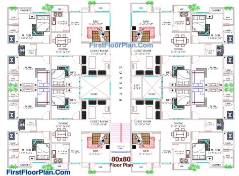 6500 Sq Ft Apartment Floor Plan This is 80 x 80 feet square size apartment floor plan, 90 feet length and 85 feet width total 7650 square fe... Residential Building Plan, Building Design Plan, First Floor Plan, 2bhk House Plan, Apartment Exterior, Apartment Floor, Aesthetic Apartment, Residential Building Design, Plans Architecture