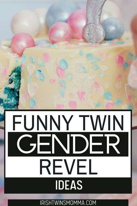 Twin Gender Reveal Ideas, Easter Gender Reveal Party, Twin Pregnancy Reveal, Gender Reveal Activities, Baby Gender Announcements, Easter Gender Reveal, Simple Gender Reveal, Twin Gender Reveal, Gender Reveal Unique