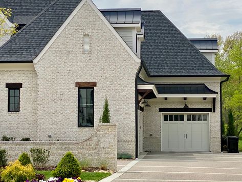 Cream Exterior Brick, Brick Wood Storage, White Hillstone Brick, Palmetto Brick Myrtle Sand, Myrtle Sand Brick, Chesapeake Pearl Brick With White Mortar, Transitional Brick House Exterior, Neutral Brick House Exterior, Magnolia Bay Brick With White Mortar