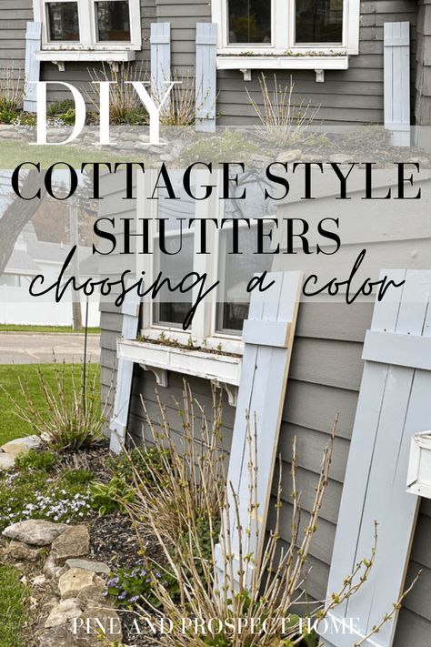 These DIY Cottage Style Shutters are probably one of the easiest projects we’ve ever taken on. They add so much charm and character to our home, and recently I decided to give them a makeover! Prospect Cottage, Cottage Shutters, Cottage Paint Colors, Pine And Prospect Home, Pine And Prospect, Diy Cottage, Farmhouse Shutters, Restored Furniture, Shutter Colors