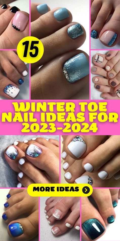 Classy Pedicure Designs for Winter: Elevate your pedicure game with these classy pedicure designs for winter toes in 2023. The nail designs feature intricate snowflake patterns and classy colors that exude elegance and follow the 2022 trends. Embrace the beauty of the upcoming year with pedicures that are both timeless and stylish, reflecting the latest trends. New Years Toes Designs, 2023 Winter Nail Designs, New Years Toe Nails Ideas, New Years Pedicure Ideas, New Year Pedicure Ideas, New Year Toe Nail Designs, Winter Toe Designs, New Year Pedicure Designs, Winter Nails Toes