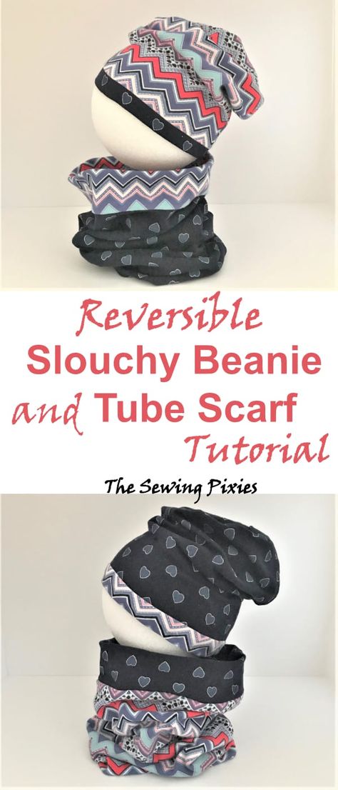 Sew A Slouchy Beanie And Tube Scarf - Agnes Creates Sewing Beanie Pattern, Scarf Projects, Sew Beanie, Elven Cloak, Slouchy Beanie Pattern, Winter Sewing, Beanie Hat Pattern, Wear A Scarf, Scarf Tutorial